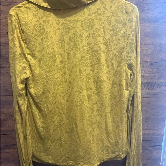 Maeve Lydia Gold Floral Burnout Wrap Blouse - Picture 8 of 9